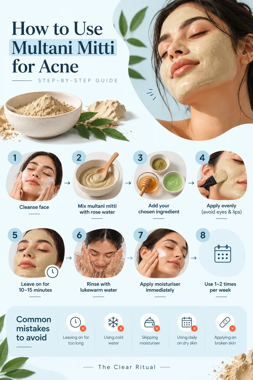 How to use multani mitti for acne step by step