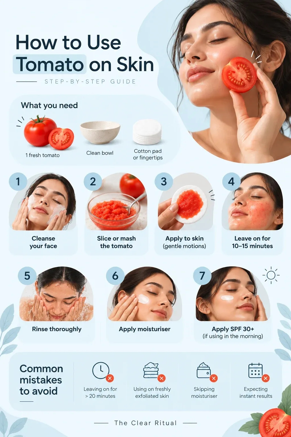 How to use tomato on skin step-by-step guide
