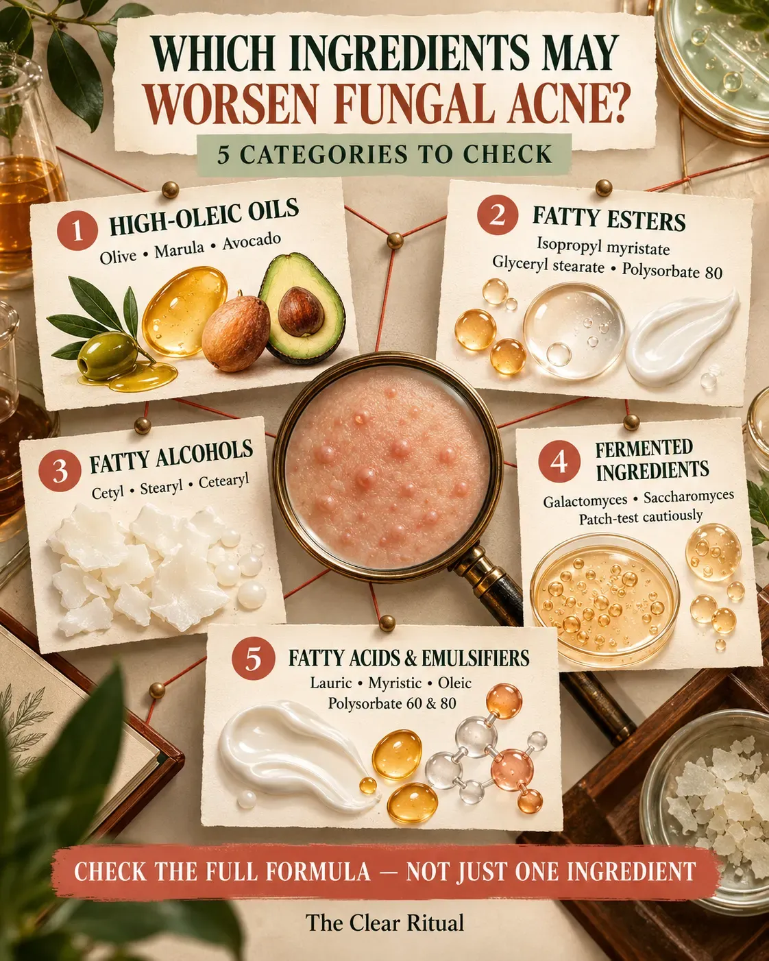 Ingredients that may worsen fungal acne