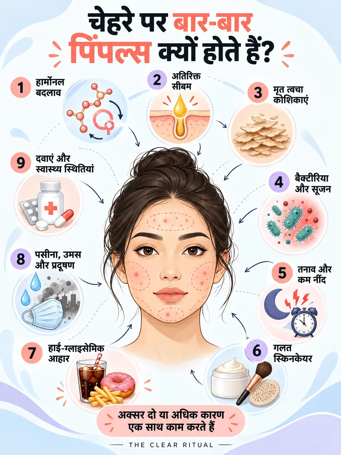 दवाओं और स्वास्थ्य स्थितियों से जुड़े पिंपल्स