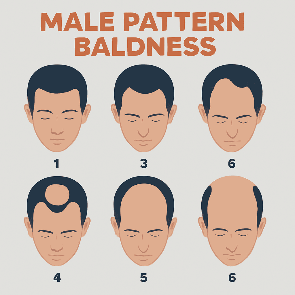 Image showing male pattern baldness, starting with a receding hairline